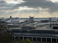 Looking down on the ferry terminal